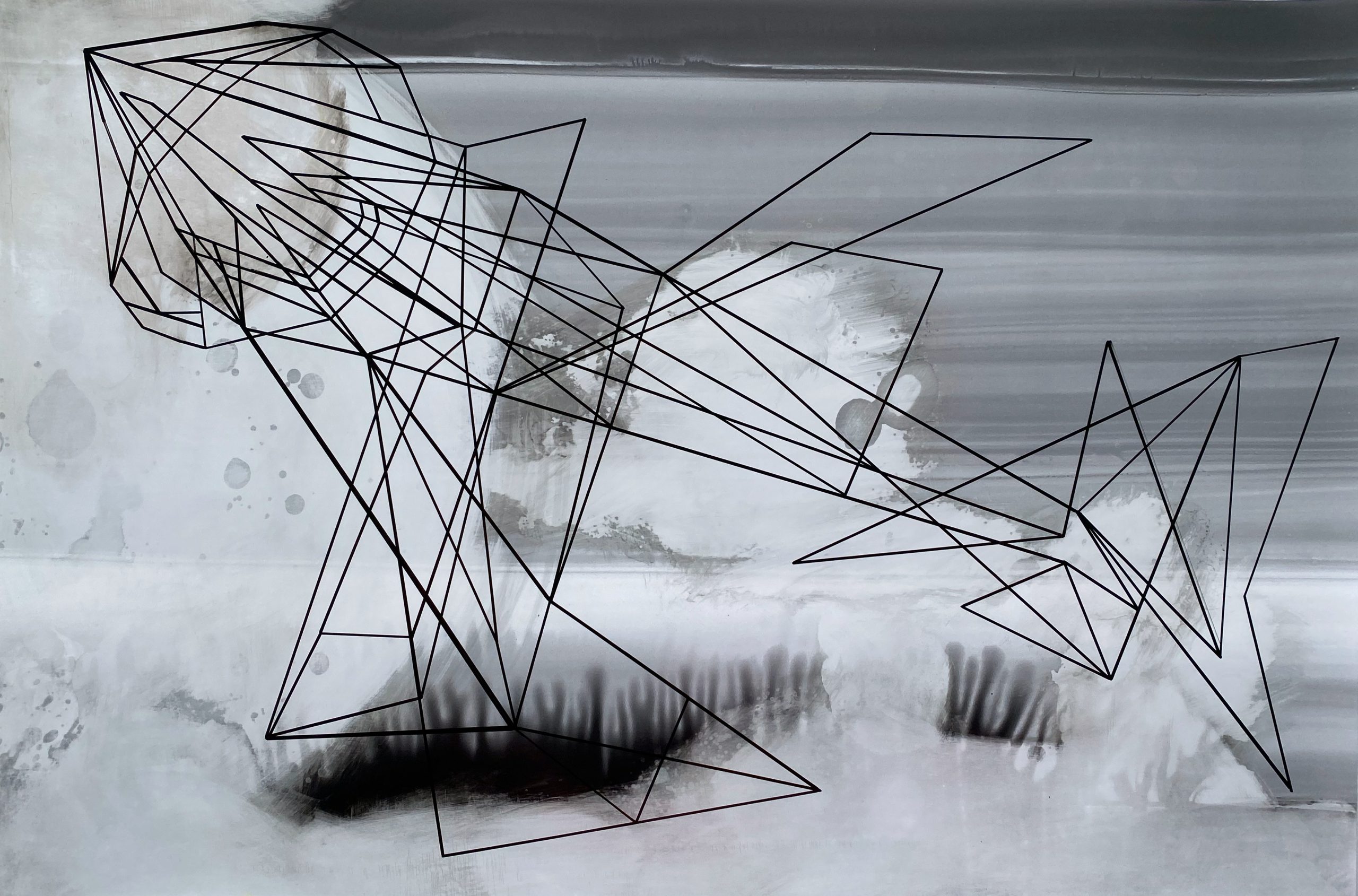 O.T., 2024, pigment colours, permanent marker, photographic paper, 33 x 49 cm