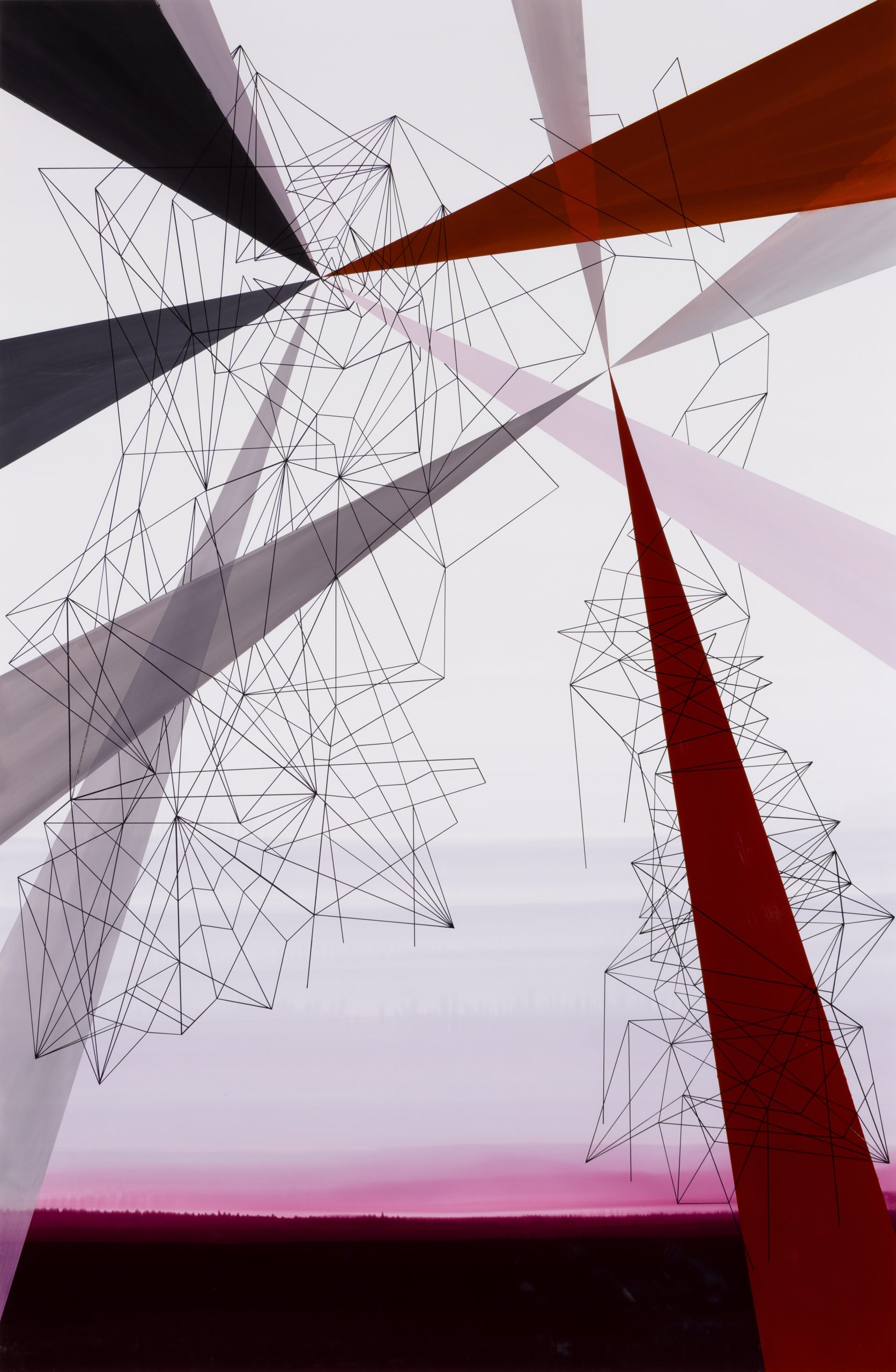 Flächenland #7, 2024, pigment colours, permanent marker, photographic paper, 145 x 95 cm