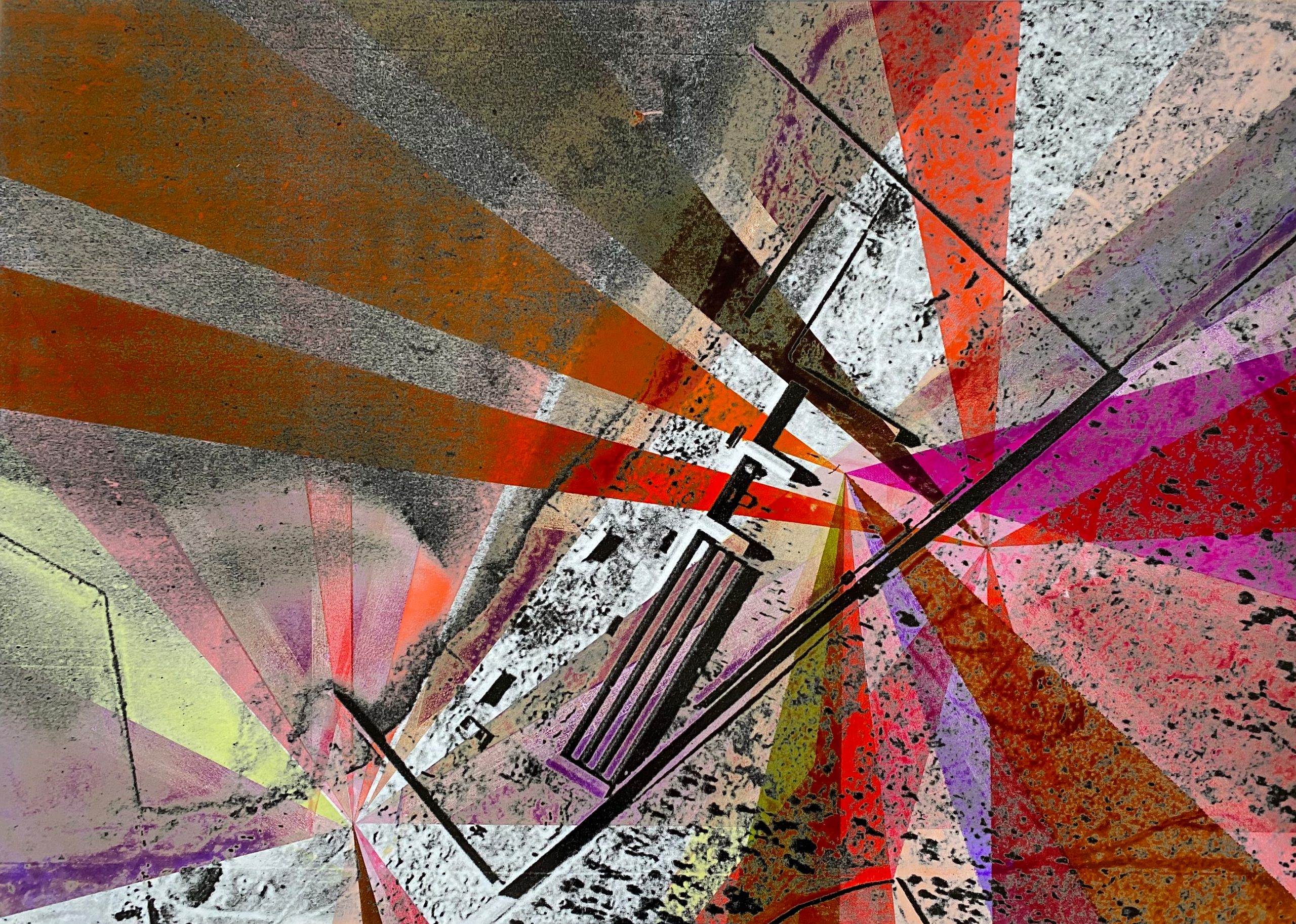La Colònia Penitenciària #1, 2024, photograph painted over with pigment colours, 119 x 84 cm