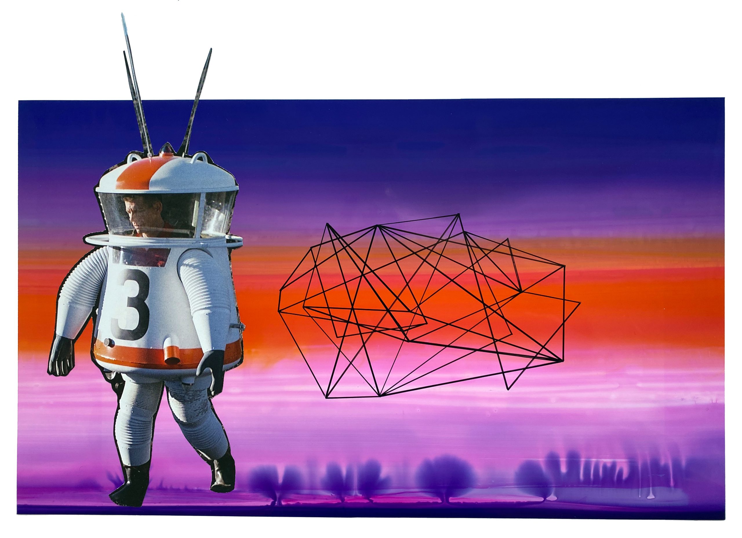 about dreams #2, 2021, collage, pigment colours on photographic paper, permanent marker, 21 x 29,7 cm